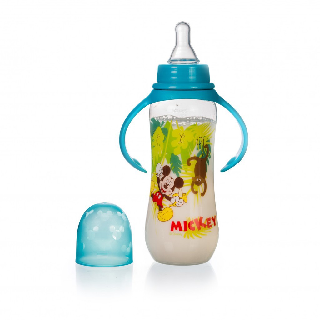 Bình Sữa Có Tay Cầm 125ml/250ml xanh/hồng Disney