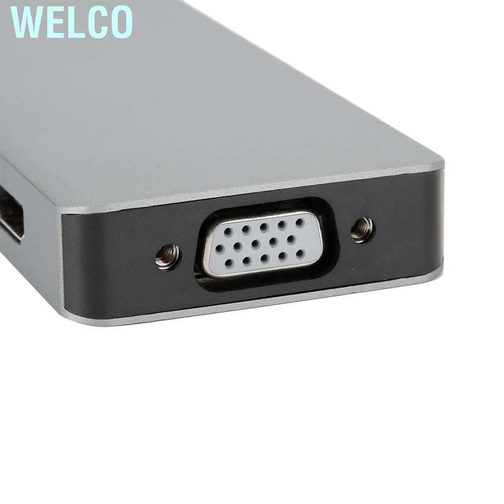 Welco Hub Adapter  Type‑C to HDMI Cable VGA Converter USB Plug and Play for Laptop Computer Business Presentations Conferences Training Courses