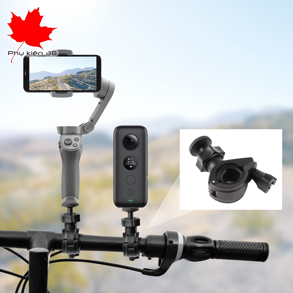 Kẹp ghi đông xe đạp xe máy dùng cho điện thoại gopro sjcam eken xiaomi insta360, gắn điện thoại vào cây livestream