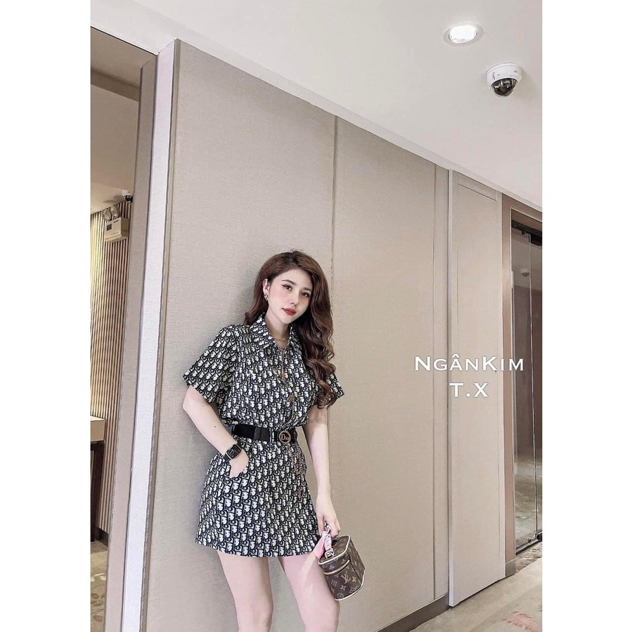 Set 3 món sơ mi đùi chân váy kèm thắt lưng đồ bộ nữ TH077