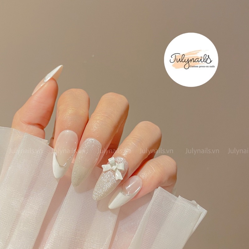 Móng Úp Thiết Kế Mắt Mèo Thạch Đính Nơ nb125 julynails.vn