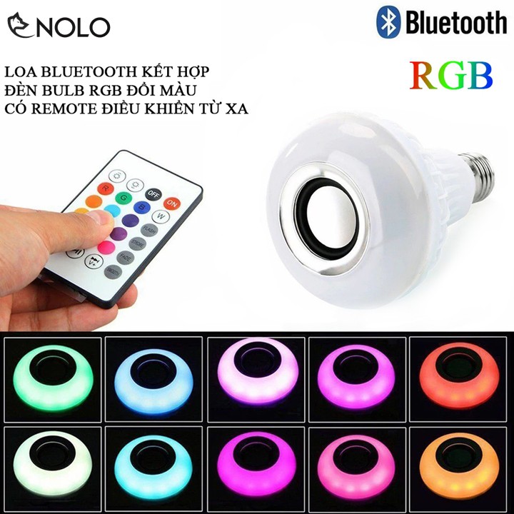 Loa Bluetooth Kết Hợp Đèn LO3W Chui E27 Led RGB 3D Đổi Màu Có Kèm Remote Điều Khiển Nhiều Chức Năng Công Suất 12W