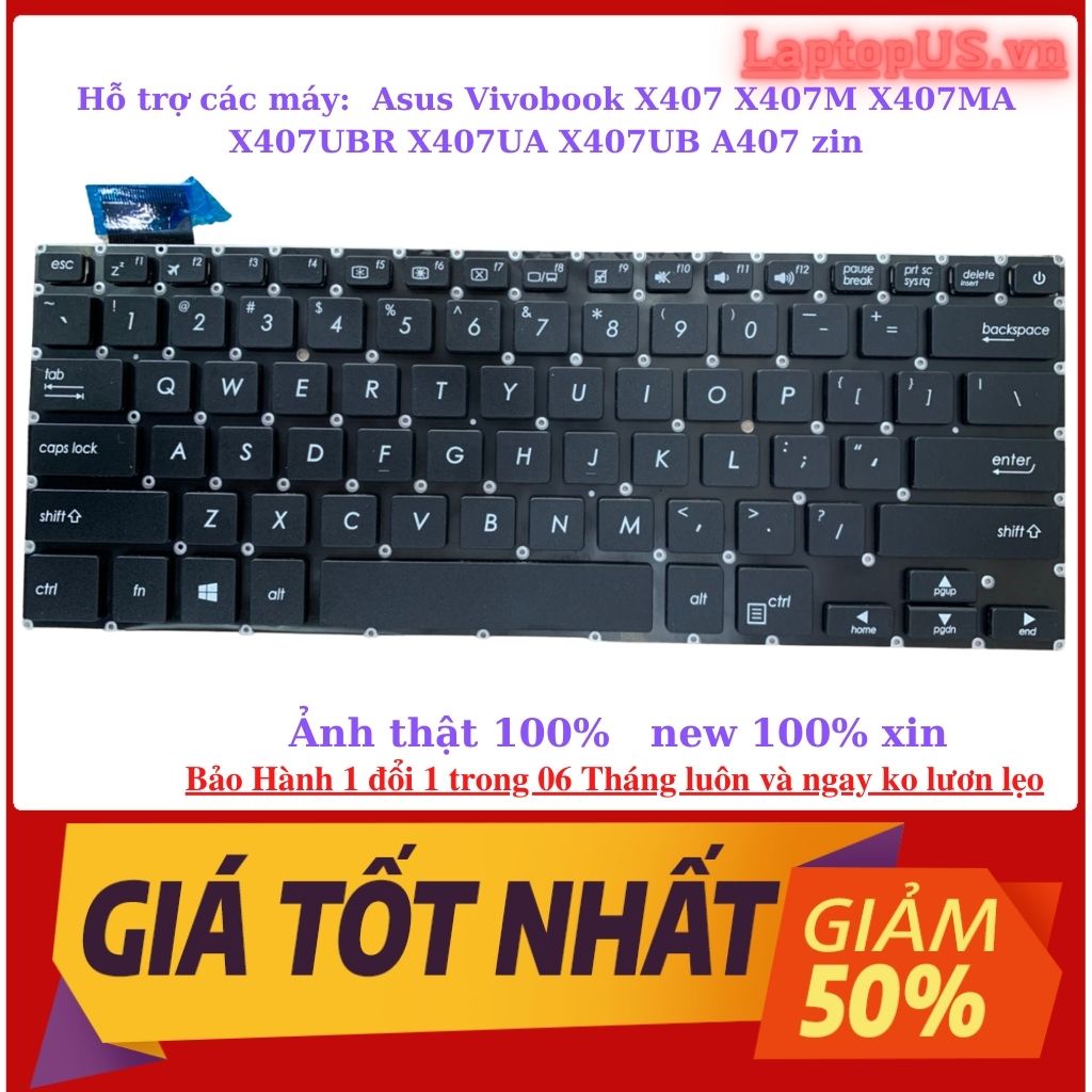 Bàn Phím Laptop Asus Vivobook X407 X407M X407MA X407UBR X407UA X407UB A407-new nhập khẩu loại 1