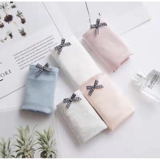Quần Lót Nữ Cotton Dáng Basic Cạp Nơ Kẻ Caro Trẻ Trung 012