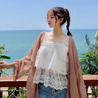 Áo hai dây ren tầng