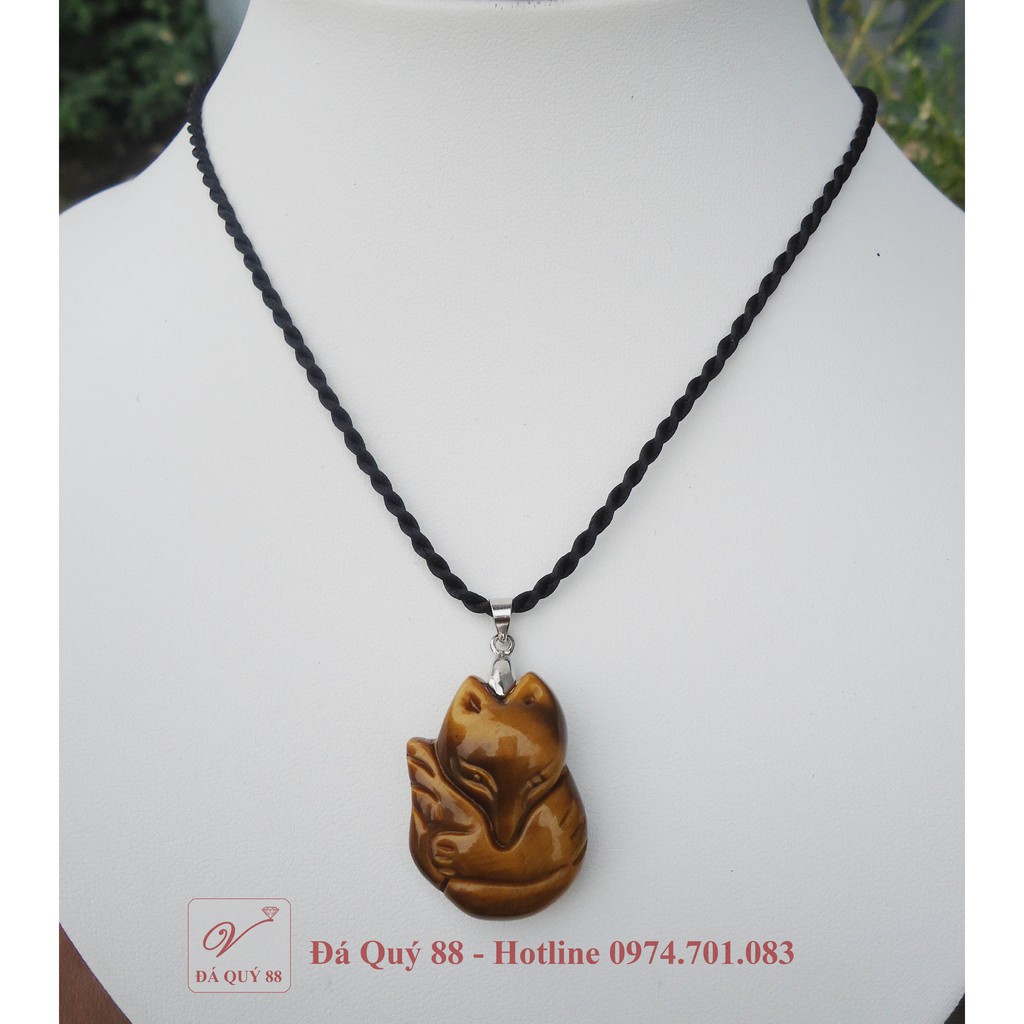 Mặt dây chuyền hồ ly 9 đuôi đá thạch anh mắt hổ vàng tự nhiên