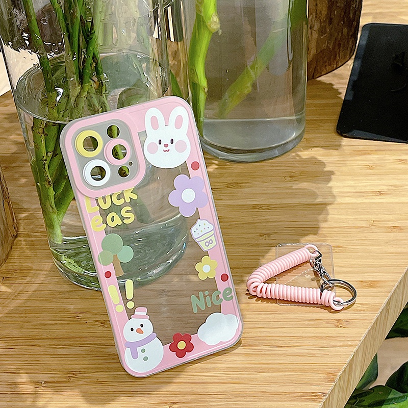Ốp lưng iphone ốp Điện Thoại Họa Tiết Thỏ Có Dây Đeo Cho iPhone 14 13 12 11 PROMAX XS XR XSMAX SE2020 6 7 8P