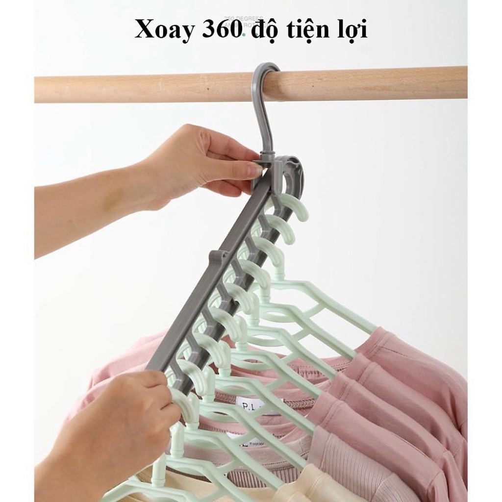 Móc treo quần áo thông minh 9 lỗ xoay ngang dọc