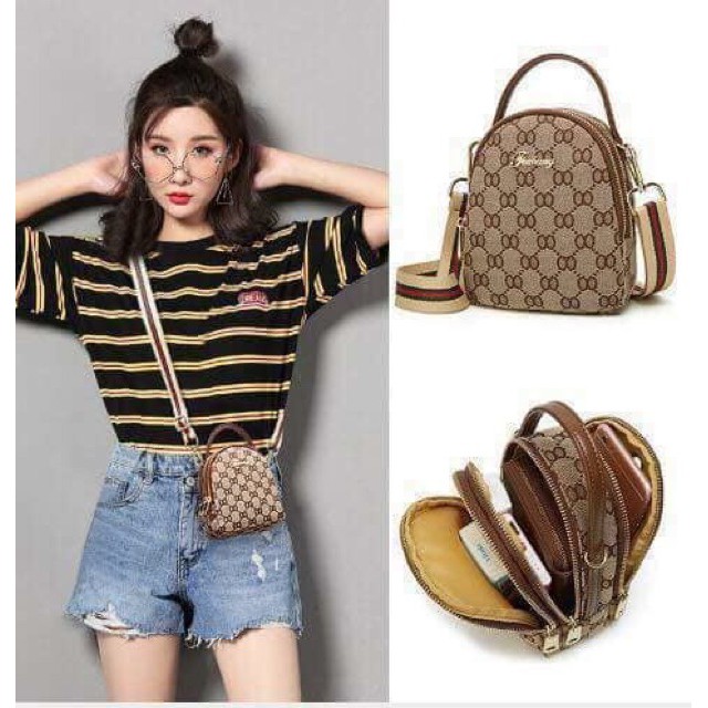 Túi đeo chéo hoa văn mini siêu sang chảnh