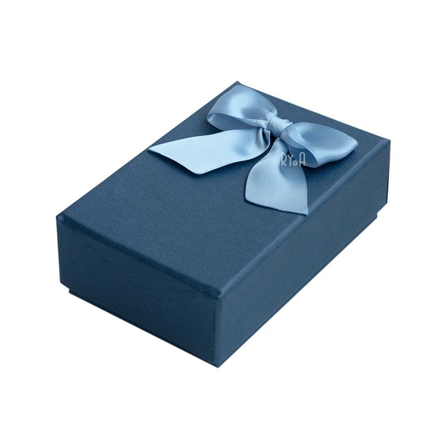 Hộp quà đính nơ 12x7.5x4cm (xanh dương đậm nơ xanh nhạt) 290353