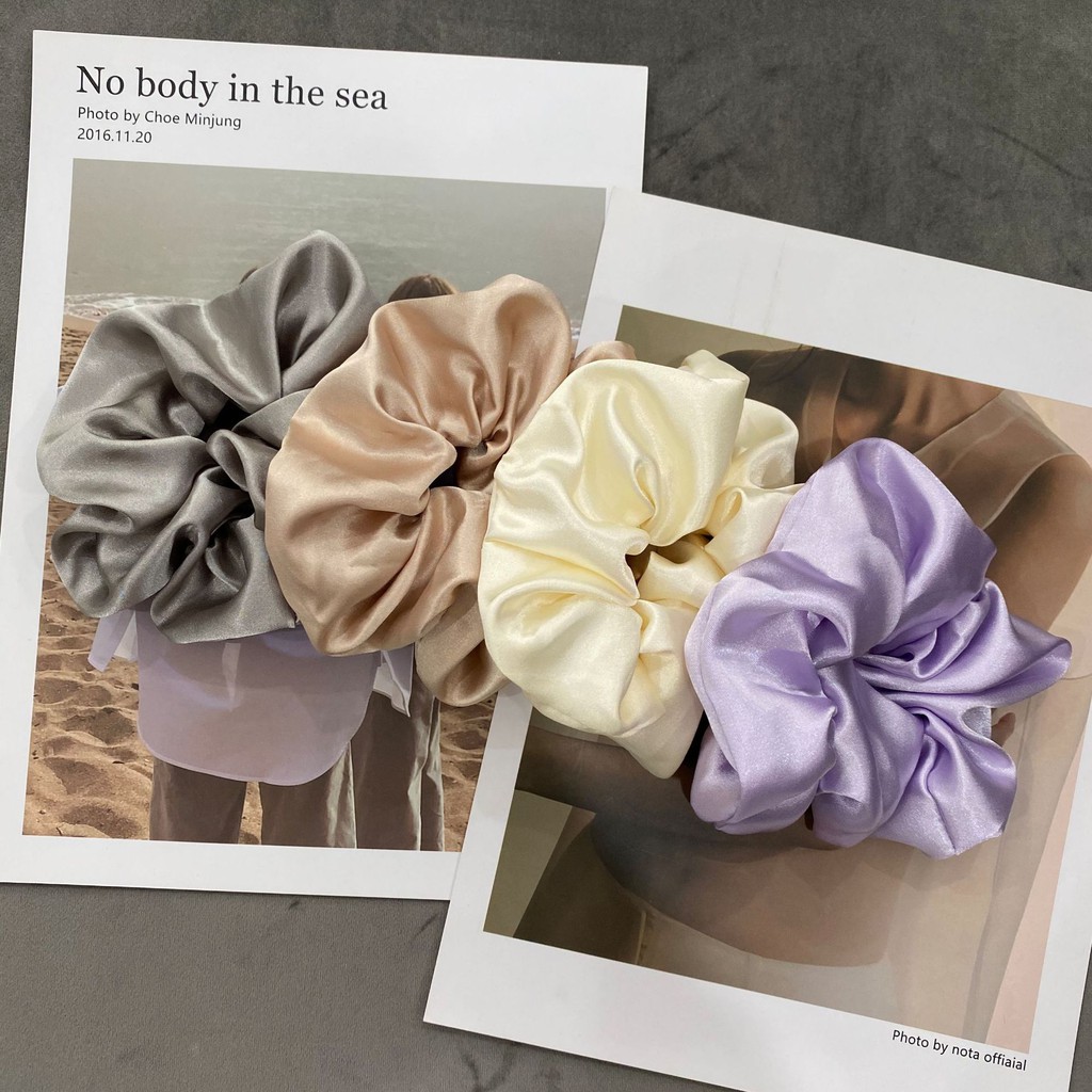 Dây Buộc Tóc Màu Trơn Phong Cách Retro Cho Nữ