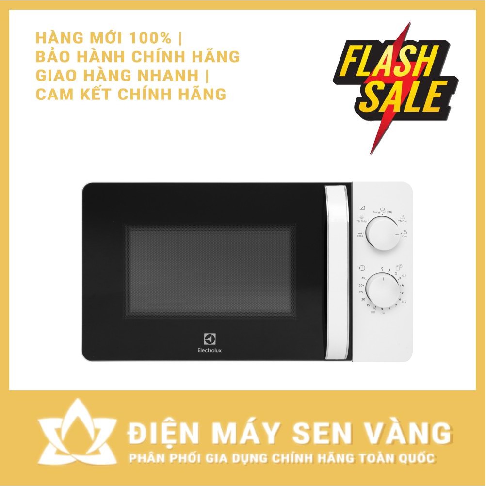 [CHÍNH HÃNG] LÒ VI SÓNG KHÔNG NƯỚNG ELECTROLUX EMM20K18GW 20L 800W -ĐA CHỨC NĂNG NẤU -ĐK NÚT VẶN -HẸN GIỜ (MÀU TRẮNG)