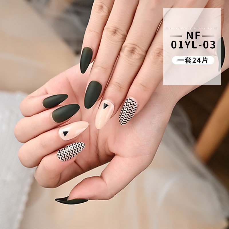 [Hàng mới về] Bộ 24 Móng Tay Giả Màu Xanh Matcha Thời Trang Xinh Xắn