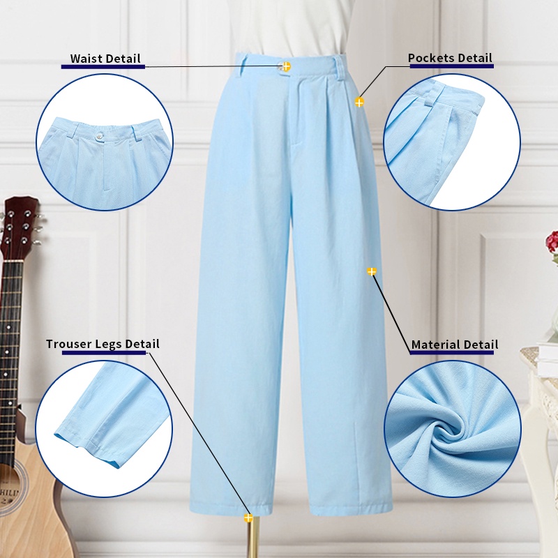 Quần dài ZANZEA lưng thun màu trơn có túi thời trang cho nữ