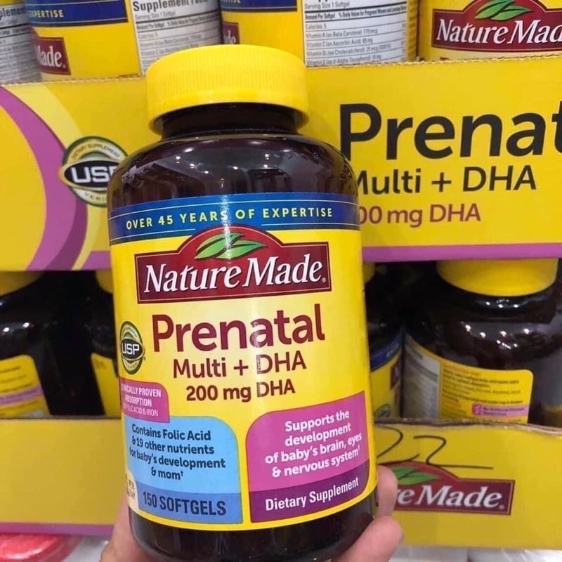Vitamin tổng hợp cho bà bầu Mỹ Nature Made Prenatal Multi DHA 150 viên, Bổ bầu mỹ Prenatal [Chính hãng]