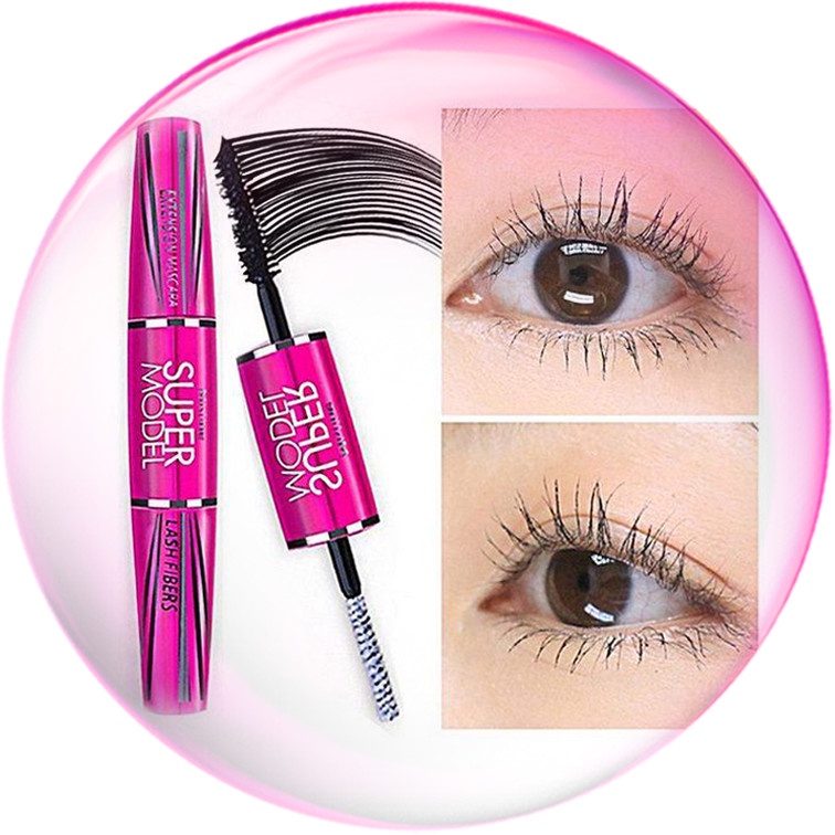 Mascara 4D - 2 in 1 Mistine Super Model Thái Lan - Mi dài và dày gấp 400% lần (Màu hồng)
