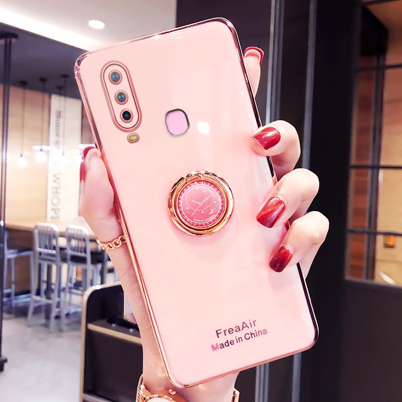 Ốp lưng VIVO Y11 Y12 Y15 Y17 U10 case Vỏ điện thoại silicon mạ điện với giá đỡ nhẫn
