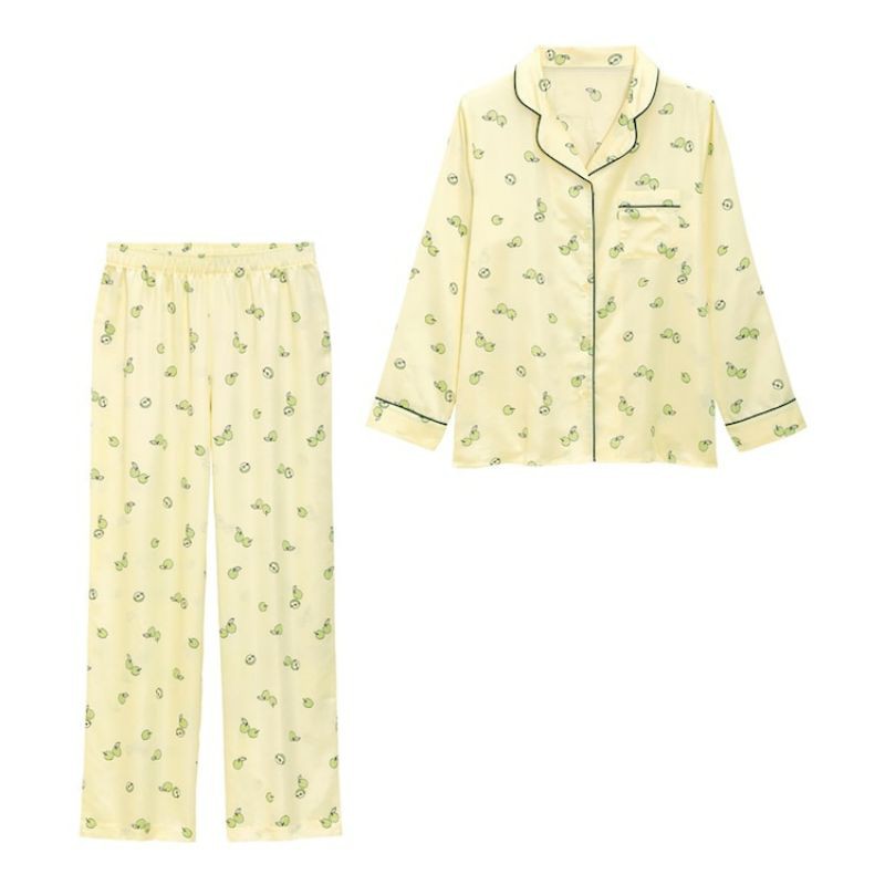 Bộ quần áo dài pyjama nữ in hình táo dễ thương của GU - Nhật Bản