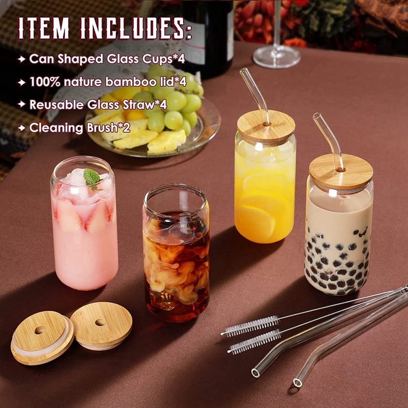 Bộ 4 Ống Hút Thủy Tinh 16Oz Hình Dáng Độc Đáo