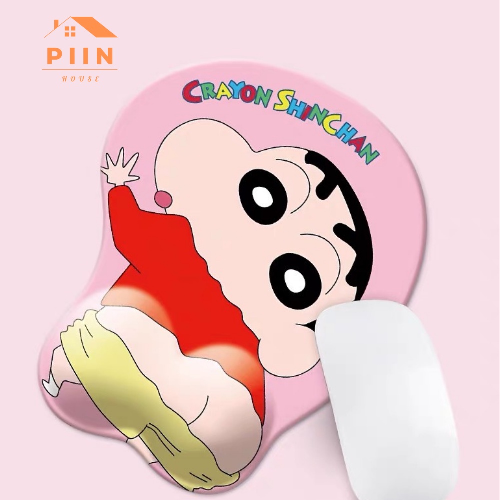 Miếng lót chuột cỡ lớn có đệm đỡ tay silicone hình SHINCHAN trang trí bàn học - PIIN HOUSE