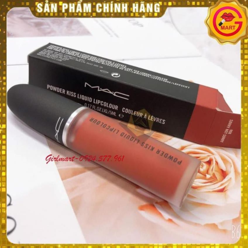 Son Kem Mac Powder Kiss Liquid Lipcolour Màu 998 Sorry Not Sorry  - Tone Cam Cháy