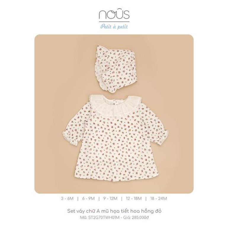 Set Bộ Body Cộc Mũ Áo Họa Tiết Lá Xanh Cao Cấp Nous Cho Bé Gái - Chất Liệu Nu Petit (Size từ 3-18M)