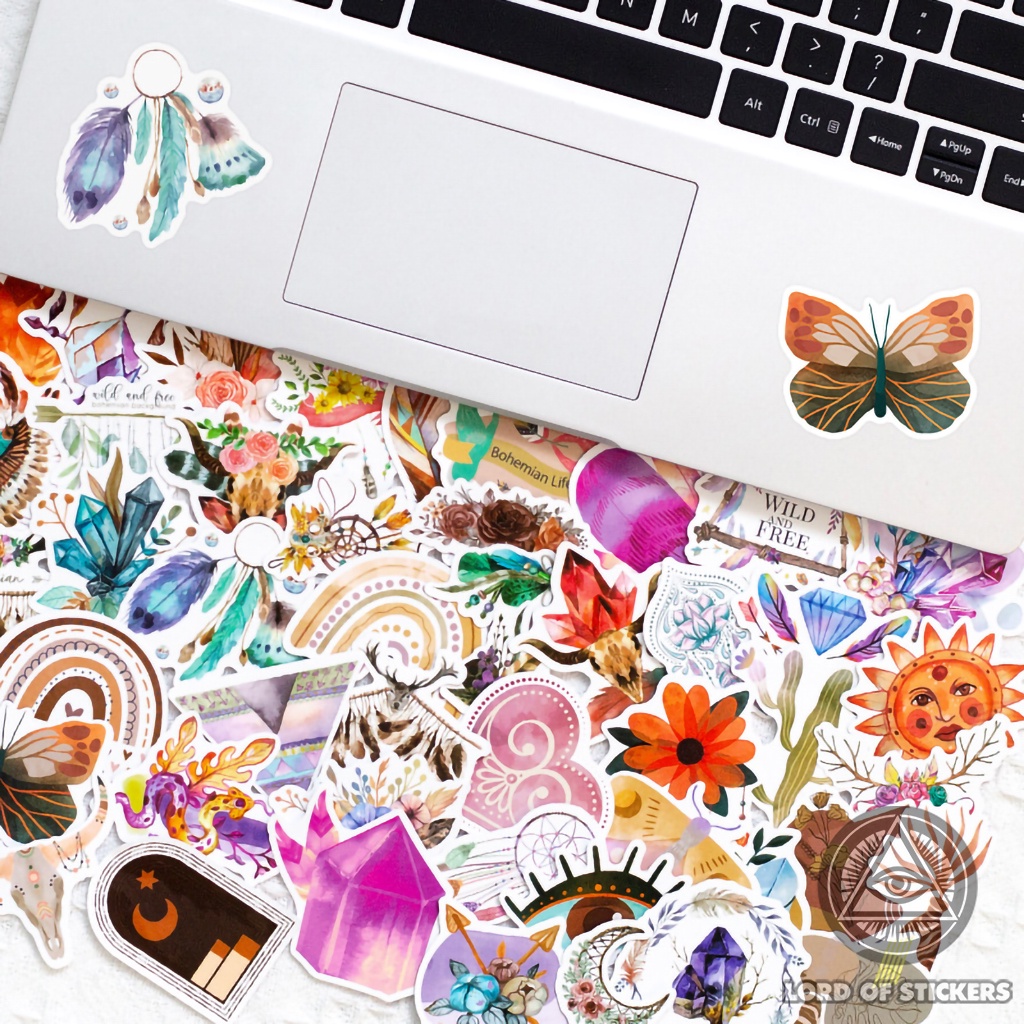 Set 50 Hình Dán Bohemian Graffiti Sticker Cute Phong Cách Châu Âu Cổ Điển Chống Thấm Nước Dán Mũ Bảo Hiểm, Laptop, Vali