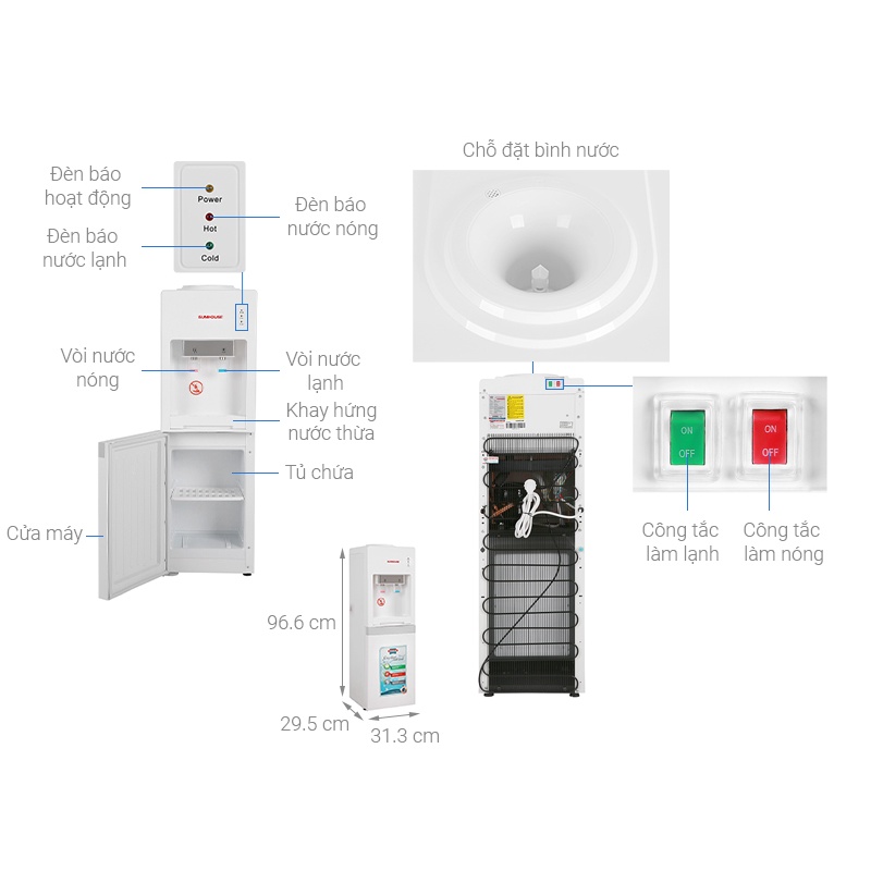 Cây nước nóng lạnh SUNHOUSE SHD9602