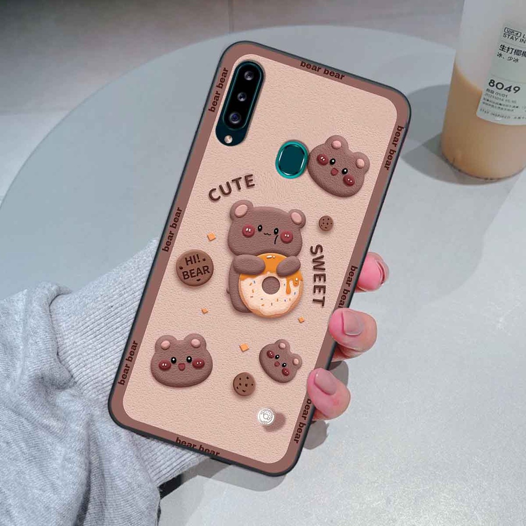 Ốp Samsung A20s bear brick, gấu đáng yêu, dễ thương