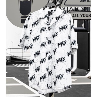 Áo Sơ Mi MENDE LOGO 3 màu TRẮNG - XANH - HỒNG kiểu cổ vest form rộng ngắn tay