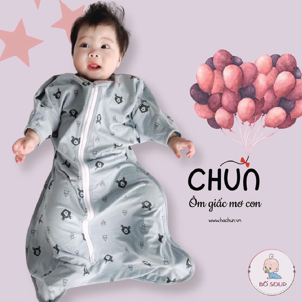 Túi ngủ cho bé chính hãng Chũn cocoon chất liệu cotton hình ngôi sao