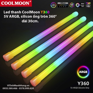 Mua Led thanh CoolMoon Y360  5V ARGB  silicon ống tròn 360°  dài 30cm  đồng bộ Mainboard hoặc Hub CoolMoon.