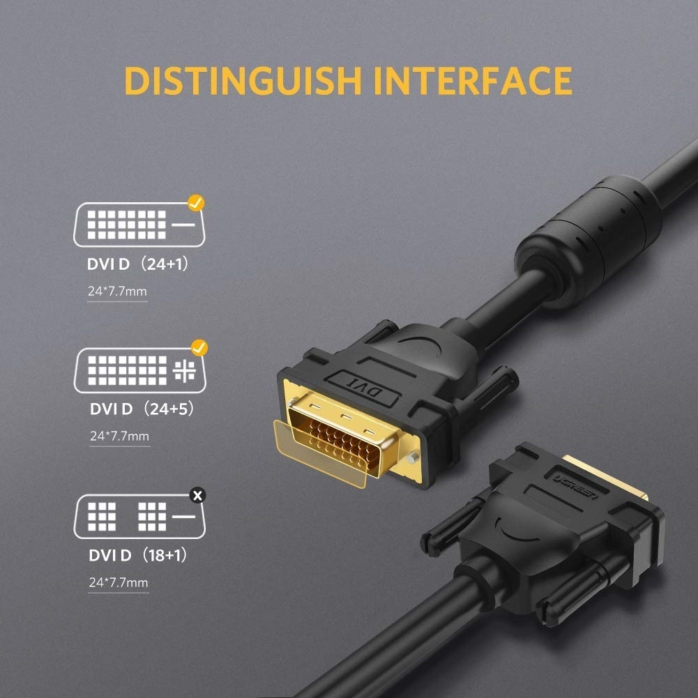 Dây DVI 24+1 2K @60Hz,1080P @144Hz Chống Nhiễu Cao Cấp UGreen DV101 - BH 18T Đổi Mới