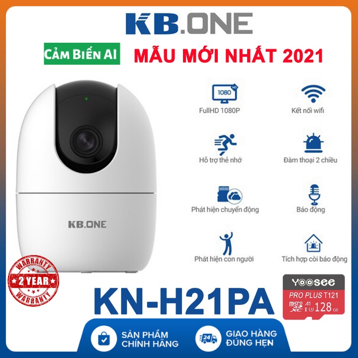 Camera Wifi KBONE KN-H21PA 2.0 Megapixel, quan sát 360 độ, cảnh báo chuyển động, đàm thoại 2 chiều