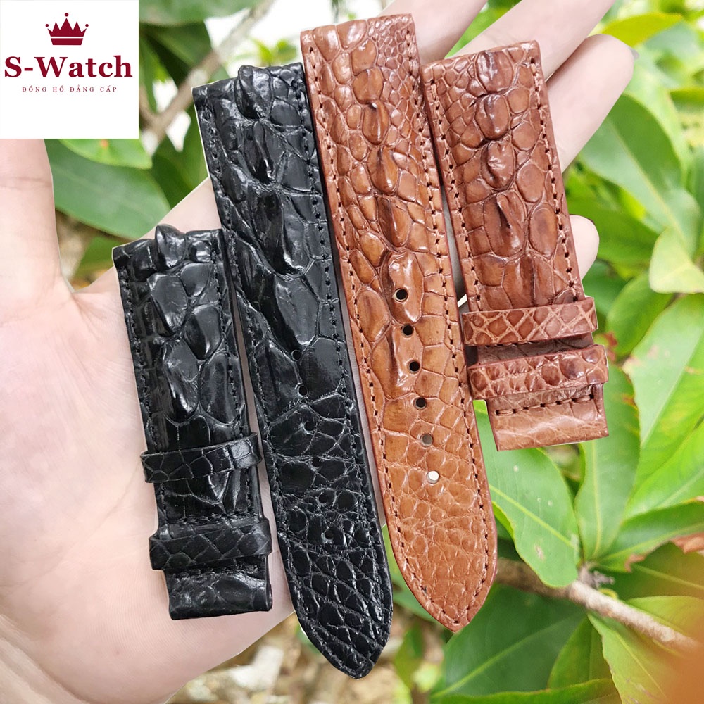 Dây đồng hồ da cá sấu dây da đồng hồ  20mm 22mm vân gai da xịn cao cấp đẹp giá rẻ Vnstrap ROCO