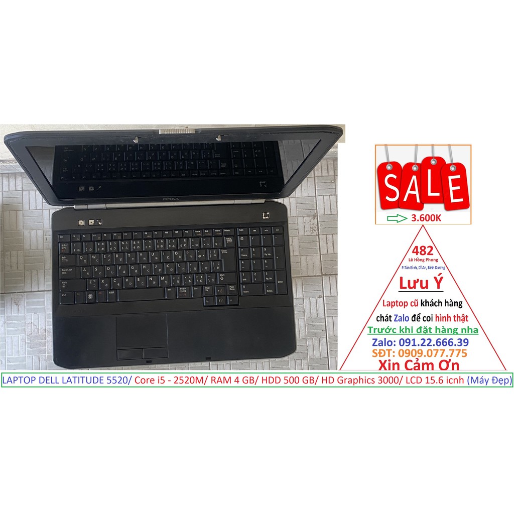 LAPTOP DELL LATITUDE 5520/ Core i5 - 2520M/ RAM 4 GB/ HDD 500 GB/ HD Graphics 3000/ LCD 15.6 icnh (Máy Đẹp)