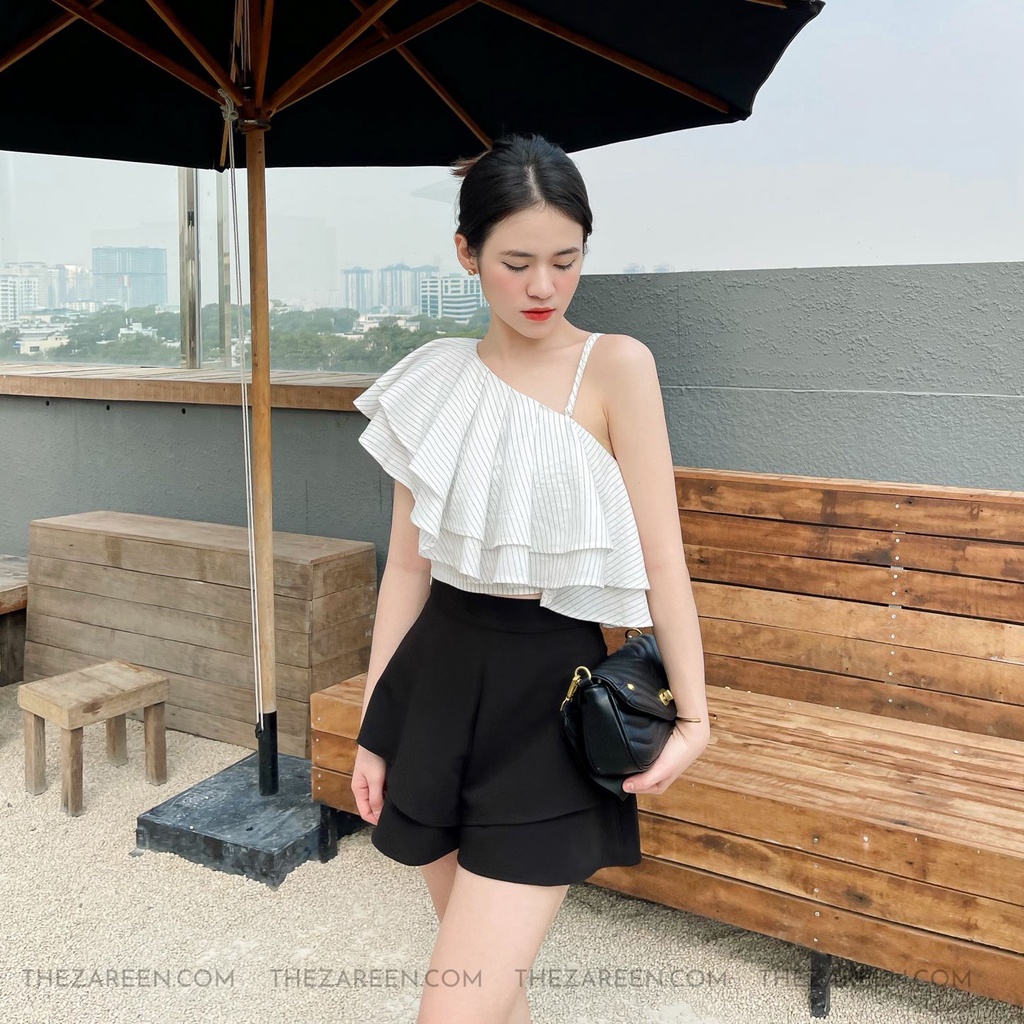 ÁO CROPTOP SỌC LỆCH VAI ZAREEN VOA80