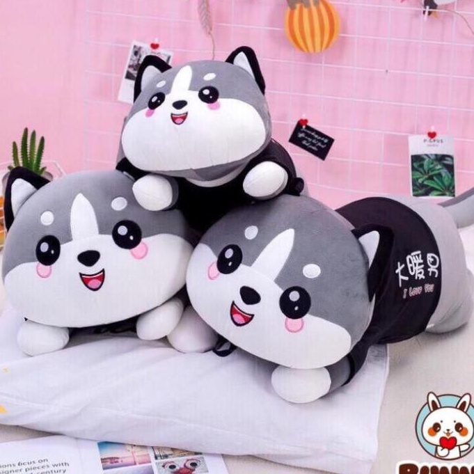 Gấu Bông Mèo Bi Xám size 1m1/1m4, Gấu Ôm Mèo Husky Mèo Bông Siêu To Khổng Lồ Siêu Êm Mịn -  𝐁𝐔𝐍𝐍𝐘