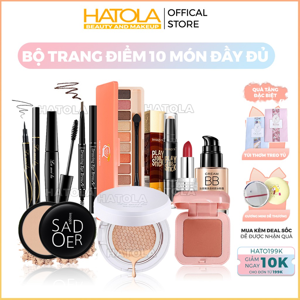 Bộ trang điểm đầy đủ 10 món cơ bản từ a-z set trang điểm cá nhân HATOLA