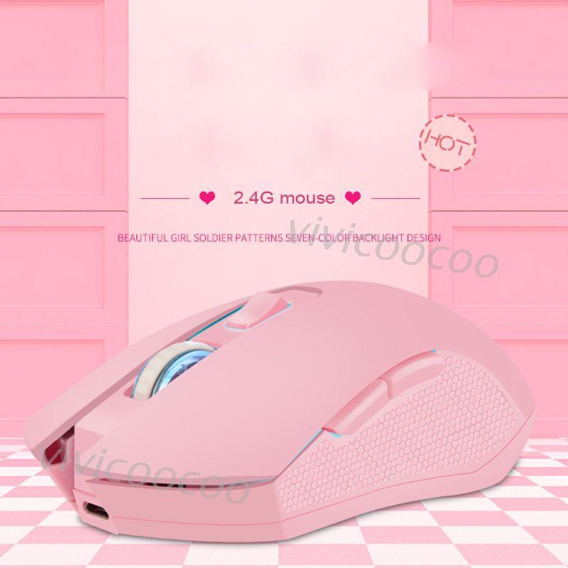 VIVI Pink Silent LED Optical Game Mice 1600DPI 2.4G USB Wireless Mouse for PC Laptop