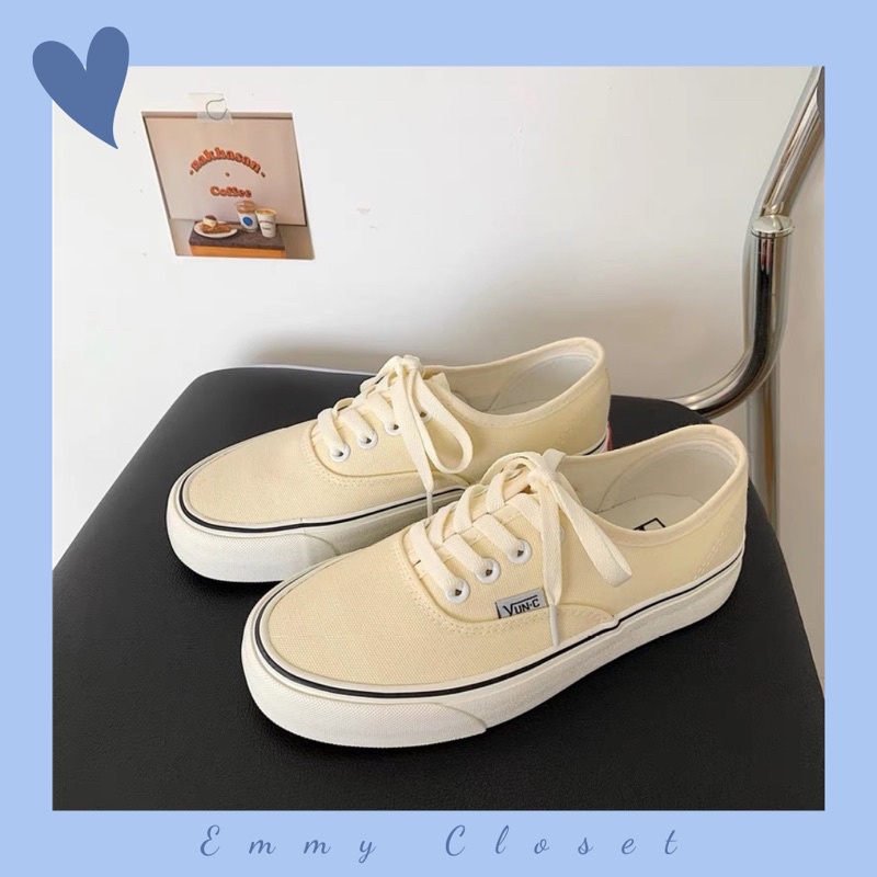 Giày thể thao sneaker dáng vans màu trắng sữa basic VunC thời trang hàng chuẩn loại 1