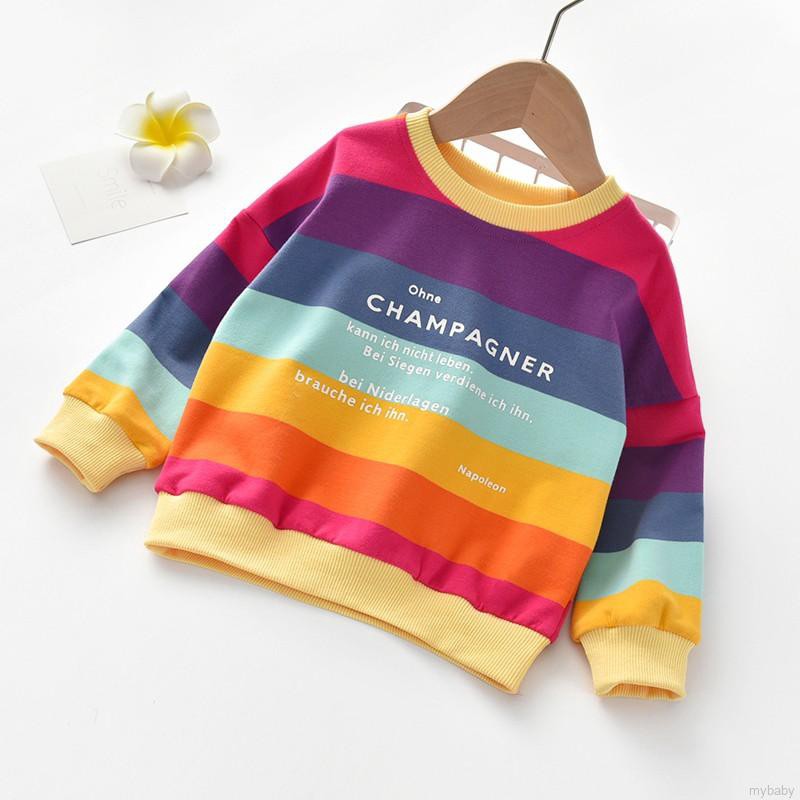 My Baby  Autumn Baby Girl Striped Letters Sweatshirts Casual Blouse Long Sleeve Outerwear