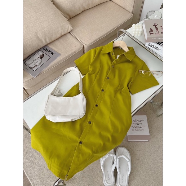 Váy kaki 2 da cúc dọc 4 màu