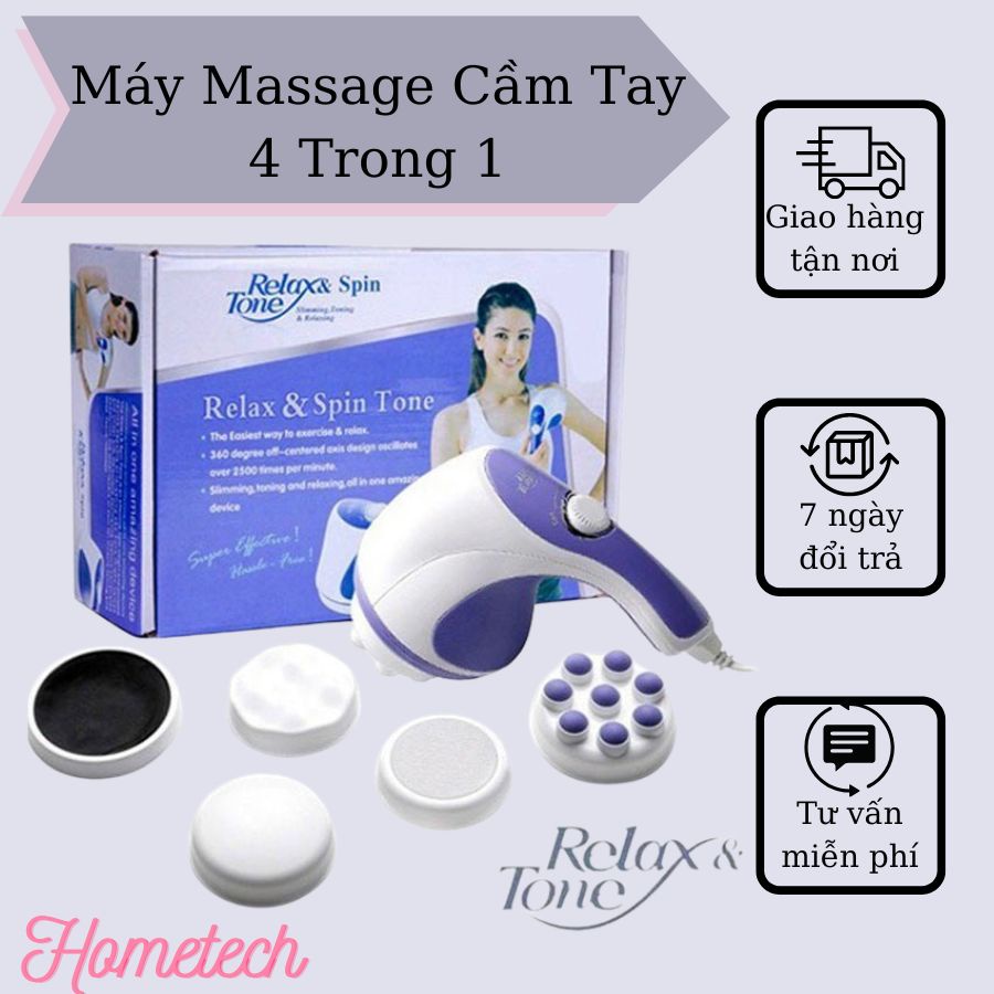 [4 Trong 1] Máy Massage Cầm Tay Tại Nhà 4 Đầu Thay Gọn Nhẹ Tiện Dụng
