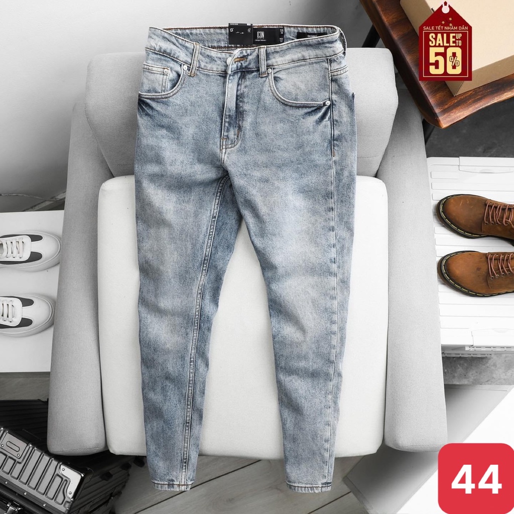 Quần jean nam màu xanh nhạt trơn không rách gối chất bò cao cấp co dãn 4 chiều đẹp from dáng rin bạc skinny ADO Q60
