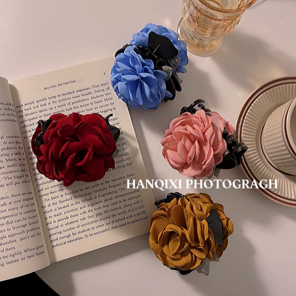 Kẹp Tóc Hình Hoa Hồng Bằng Ruy Băng Có Giá Đỡ Cho Nữ