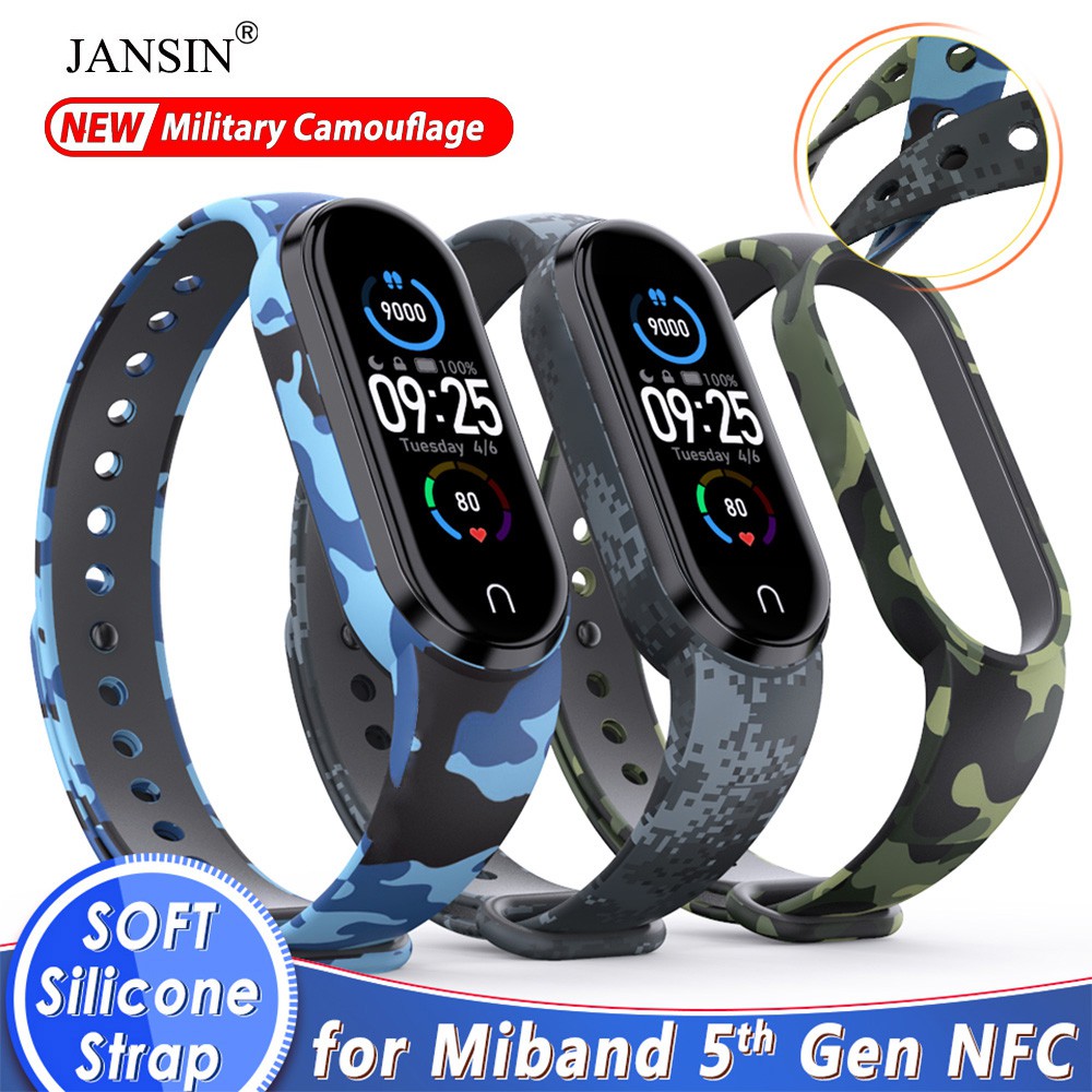 Dây silicon màu ngụy trang thay thế cho Xiaomi Mi Band 6 NFC MiBand 5