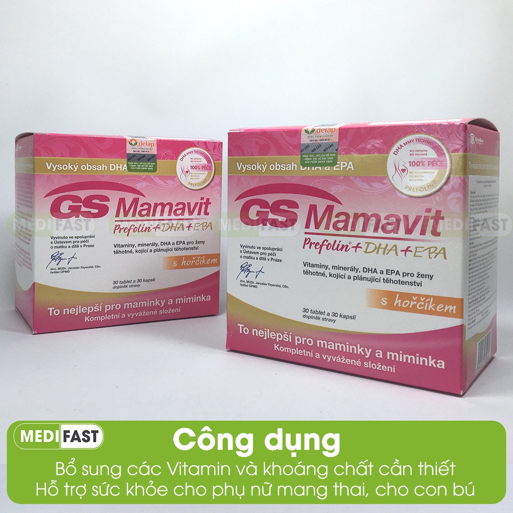 Vitamin tổng hợp cho bà bầu - Vitamin GS Mamavit Có DHA và EPA cho phụ nữ mang thai và cho con bú - Hộp 60 viên