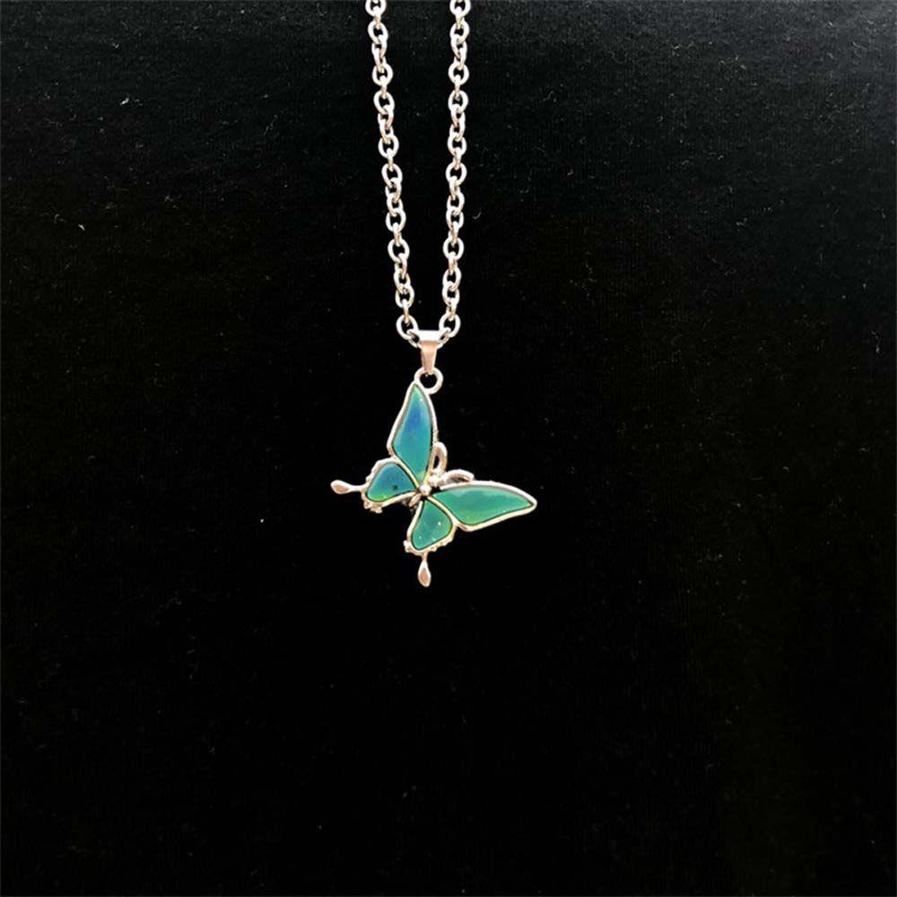 AROMA Dây Chuyền Bạc Mặt Hình Bướm Màu Sắc Tím Điều Khiển Nhiệt Độ Dành Cho Nữ