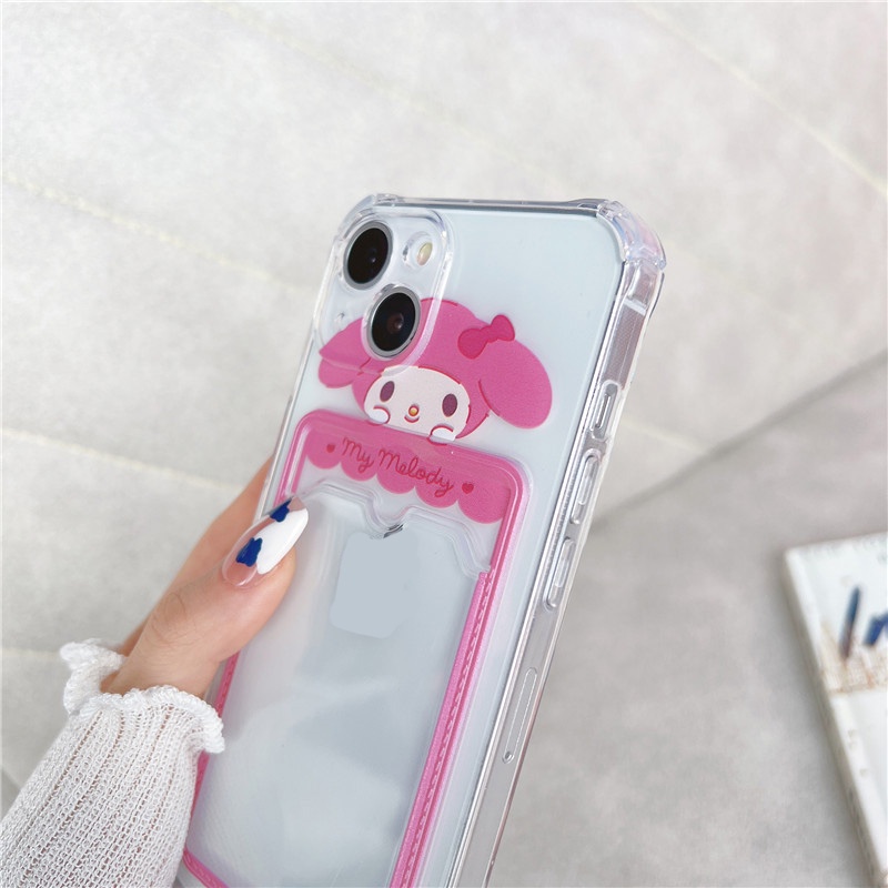 Ốp Điện Thoại Tpu Dẻo Có Ngăn Đựng Thẻ In Hình Hoạt Hình Dễ Thương Cho iphone 11 / 12 / 13 Pro max XR